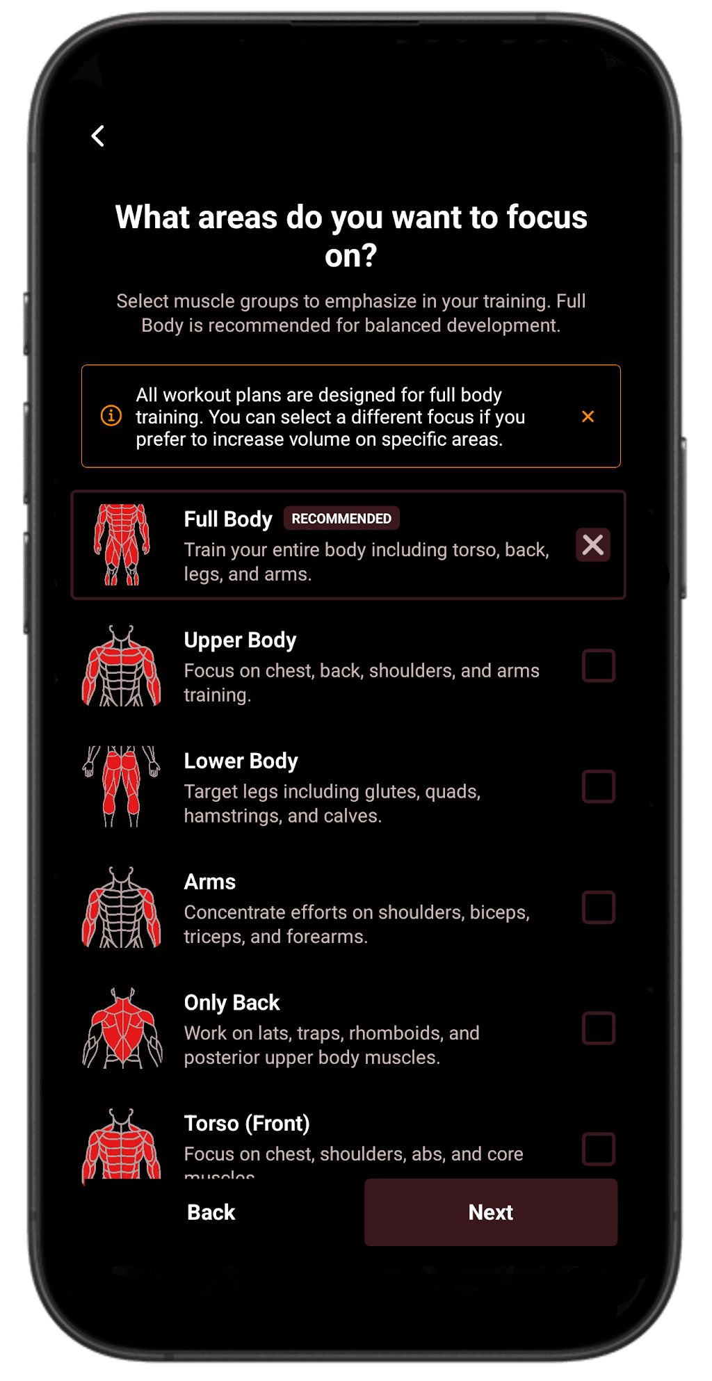 Pick the Muscles You want to train